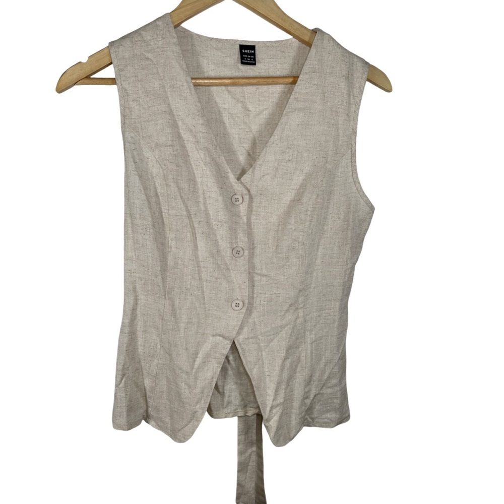 SHEIN Beige Linen Sleeveless Top size small